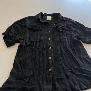 Vintage Options Melrose black crepe button down top M